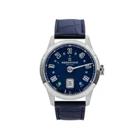 Montre LONGBRIDGE BLUE Bracelets alligator bleu et NATO, Boucle ardillon, Cadran bleu tourmaline et saphir