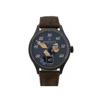 Montre POPEYE x LABEL NOIR 1 of 200 Bracelet nubuck gris taupe, Boucle ardillon DLC gris taupe, Cadran gris motif Popeye