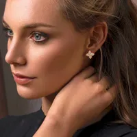 Boucles d'oreilles Princess Flower Or blanc et diamants Moyen modèle