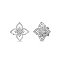 Boucles d'oreilles Princess Flower en Or Blanc et Diamants Petit Modèle