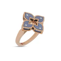 Bague Roberto Coin Venetian Princess Petit Modèle en Or Rose, Titane et Diamants