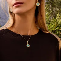 Collier Roberto Coin Venetian Medallions en or jaune, turquoise et diamants