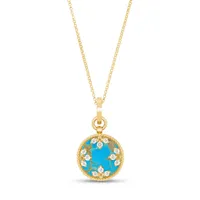 Collier Roberto Coin Venetian Medallions en or jaune, turquoise et diamants