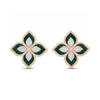 Boucles d'oreilles Princess Flower en Or Rose et Malachite