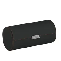 Etui pour montres POCHETTE 4 en cuir gris ardoise et orange