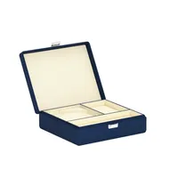 Boîte à bijoux TESORO GRANDE en cuir bleu de minuit