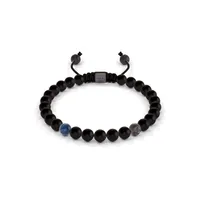 Bracelet Shamballa Jewels en or blanc, rhodié noir, céramique, diamants, saphir et onyx