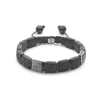 Bracelet Shamballa Jewels en or blanc, céramique, carbone et diamants noirs