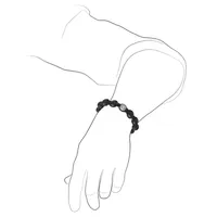 Bracelet Shamballa Jewels en or blanc, céramique, diamants et onyx