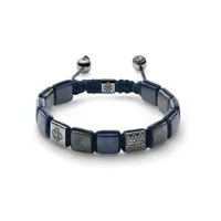 Bracelet Shamballa Jewels en or blanc, diamants noirs et saphirs