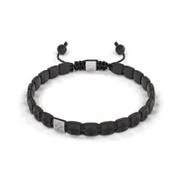 Bracelet LOCK 6mm cordon gris charbon XL