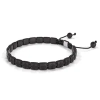 Bracelet LOCK 6mm cordon gris charbon XL
