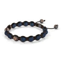 Bracelet BEADED BRAIDED 8mm cordon marron XL