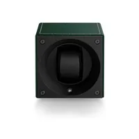 Remontoir pour montre automatique SwissKubik Masterbox en cuir vert et surpiqûres blanches