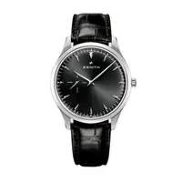 Montre ELITE ULTRA THIN Bracelet alligator noir, Boucle ardillon, Cadran noir