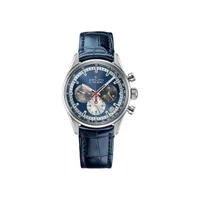Montre CHRONOMASTER EL PRIMERO 38mm Bracelet alligator bleu C700, Boucle déployante, Cadran soleillé bleu