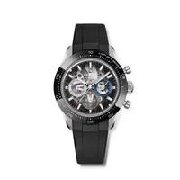 Montre CHRONOMASTER SPORT Skeleton lunette céramique noire, Bracelets acier et caoutchouc noir, Cadran verre saphir dégradé avec 3 compteurs de couleurs