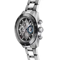 Montre CHRONOMASTER SPORT Skeleton lunette céramique noire, Bracelets acier et caoutchouc noir, Cadran verre saphir dégradé avec 3 compteurs de couleurs