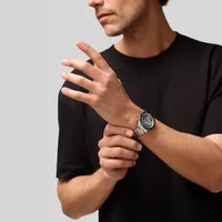 Montre CHRONOMASTER SPORT Skeleton lunette céramique noire, Bracelets acier et caoutchouc noir, Cadran verre saphir dégradé avec 3 compteurs de couleurs
