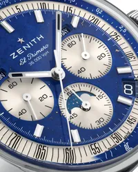 Montre CHRONOMASTER ORIGINAL LAPIS LAZULI Triple Calendar, Bracelets cuir bleu et acier, Boucle déployante, Cadran Lapis-Lazuli avec compteurs argentés
