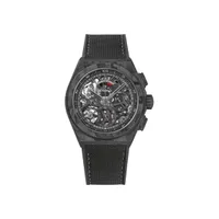 Montre DEFY EL PRIMERO 21 Carbone Bracelet caooutchouc noir façon cordura, Boucle déployante en titane et carbone, Cadran ajouré