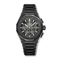Montre DEFY SKYLINE CHRONO, Bracelets céramique noire et caoutchouc noir interchangeables, Boucle déployante, Cadran soleillé noir