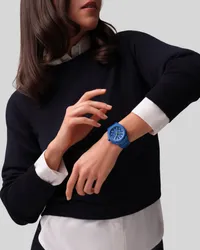 Montre DEFY SKYLINE CHRONOGRAPH 160th ANNIVERSARY EDITION n°139/160, Bracelets céramique bleue et caoutchouc bleu interchangeables, Boucle déployante, Cadran soleillé bleu