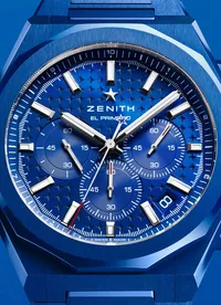 Montre DEFY SKYLINE CHRONOGRAPH 160th ANNIVERSARY EDITION n°139/160, Bracelets céramique bleue et caoutchouc bleu interchangeables, Boucle déployante, Cadran soleillé bleu