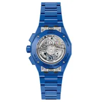 Montre DEFY SKYLINE CHRONOGRAPH 160th ANNIVERSARY EDITION n°139/160, Bracelets céramique bleue et caoutchouc bleu interchangeables, Boucle déployante, Cadran soleillé bleu