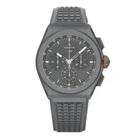 Montre DEFY EL PRIMERO 21 LAND ROVER n°96/250 Bracelets caoutchouc gris et noir et gris, Boucle déployante en titane microbillé, Cadran gris ardoise velouté