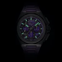 Montre DEFY EXTREME, Bracelets interchangeables caoutchouc violet avec boucle déployante, titane microbillé et velcro, Cadran verre saphir teinté avec trois compteurs violets