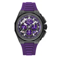 Montre DEFY EXTREME, Bracelets interchangeables caoutchouc violet avec boucle déployante, titane microbillé et velcro, Cadran verre saphir teinté avec trois compteurs violets