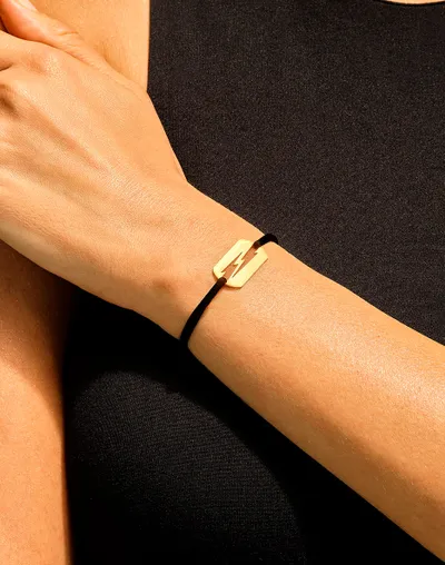 Bracelet sur cordon Akillis Love Tag en or jaune