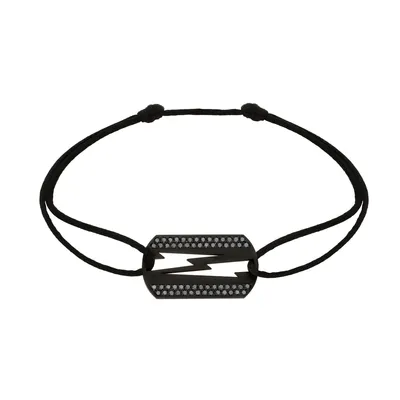 Bracelet cordon Akillis Lovetag diamants noirs Titane noir