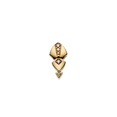 Boucle d'Oreille Puce PYTHON Or jaune 3 écailles diamants