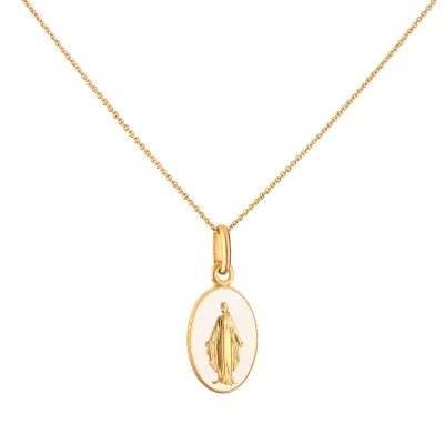 Médaille Arthus Bertrand Vierge Miraculeuse en or jaune poli et laque ivoire