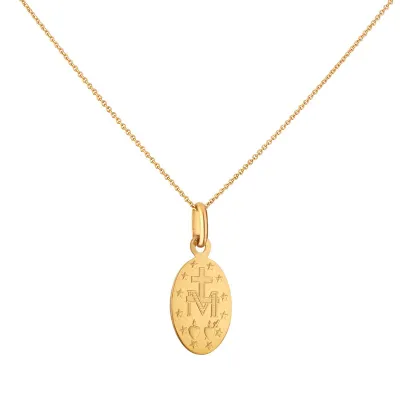 Médaille Arthus Bertrand Vierge Miraculeuse en or jaune poli et laque ivoire