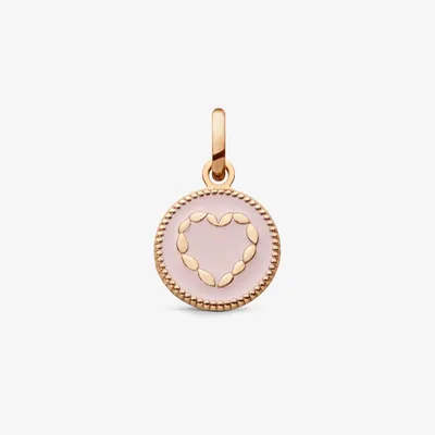 Médaille Arthus Bertrand Cœur en or rose sablé et laque rose