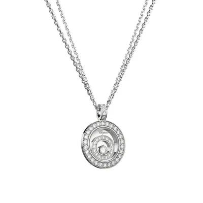 Pendentif Chopard Happy Spirit, or blanc, pavé diamants
