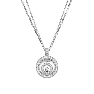 Pendentif Chopard Happy Spirit, or blanc, pavé diamants