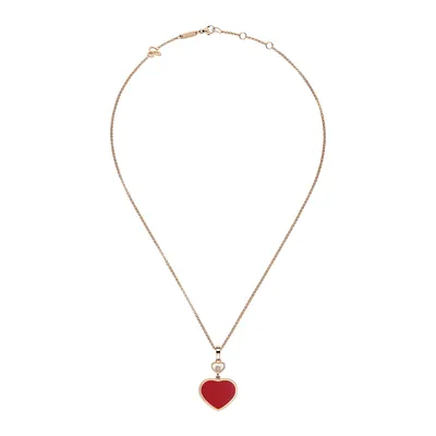Pendentif Chopard Happy Hearts en Or Rose Diamant et Cornaline