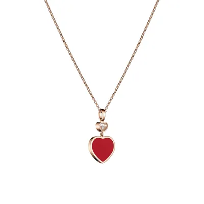 Pendentif Chopard Happy Hearts en Or Rose Diamant et Cornaline