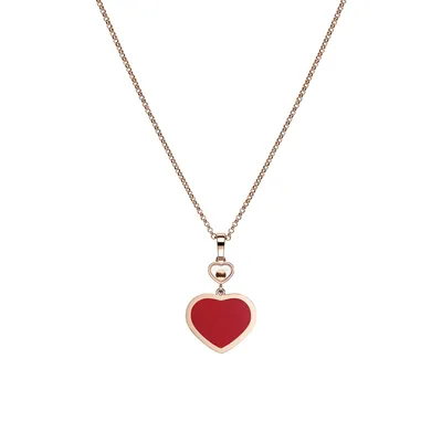 Pendentif Chopard Happy Hearts en Or Rose Diamant et Cornaline