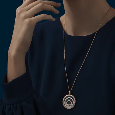 Pendentif Chopard Happy Spirit, Or Rose, Or Blanc et Diamants