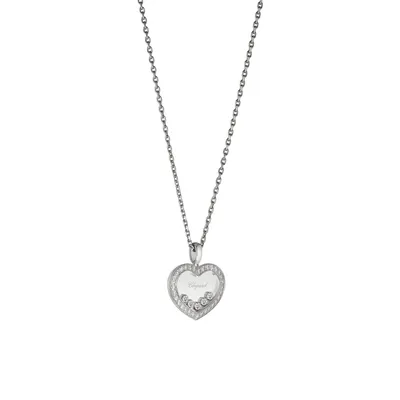 Pendentif Chopard Happy Diamonds en Or Blanc et Diamants