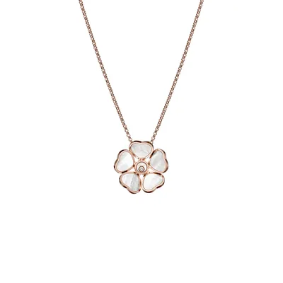 Pendentif Chopard Happy Hearts Flowers Or Rose avec Nacre et Diamant