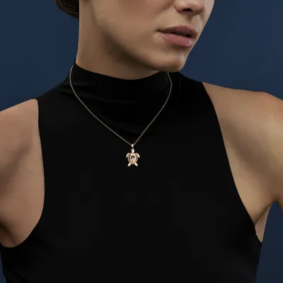 Pendant Chopard Happy Diamonds Turtle en Or rose, diamants et saphirs