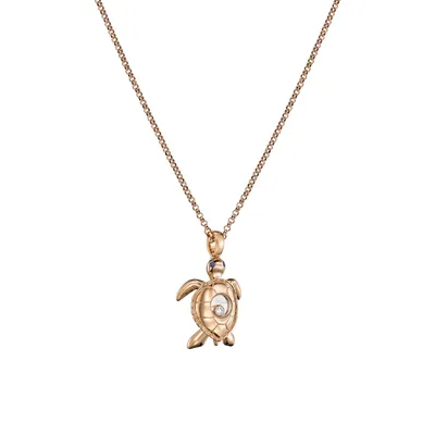Pendant Chopard Happy Diamonds Turtle en Or rose, diamants et saphirs