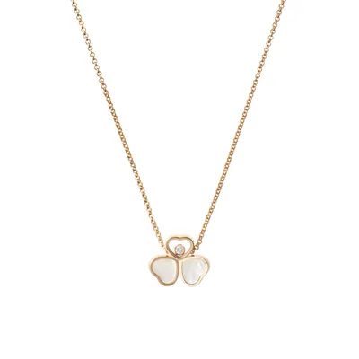 Collier Chopard Happy Hearts, or rose, diamants et nacre