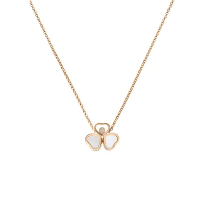 Collier Chopard Happy Hearts, or rose, diamants et nacre